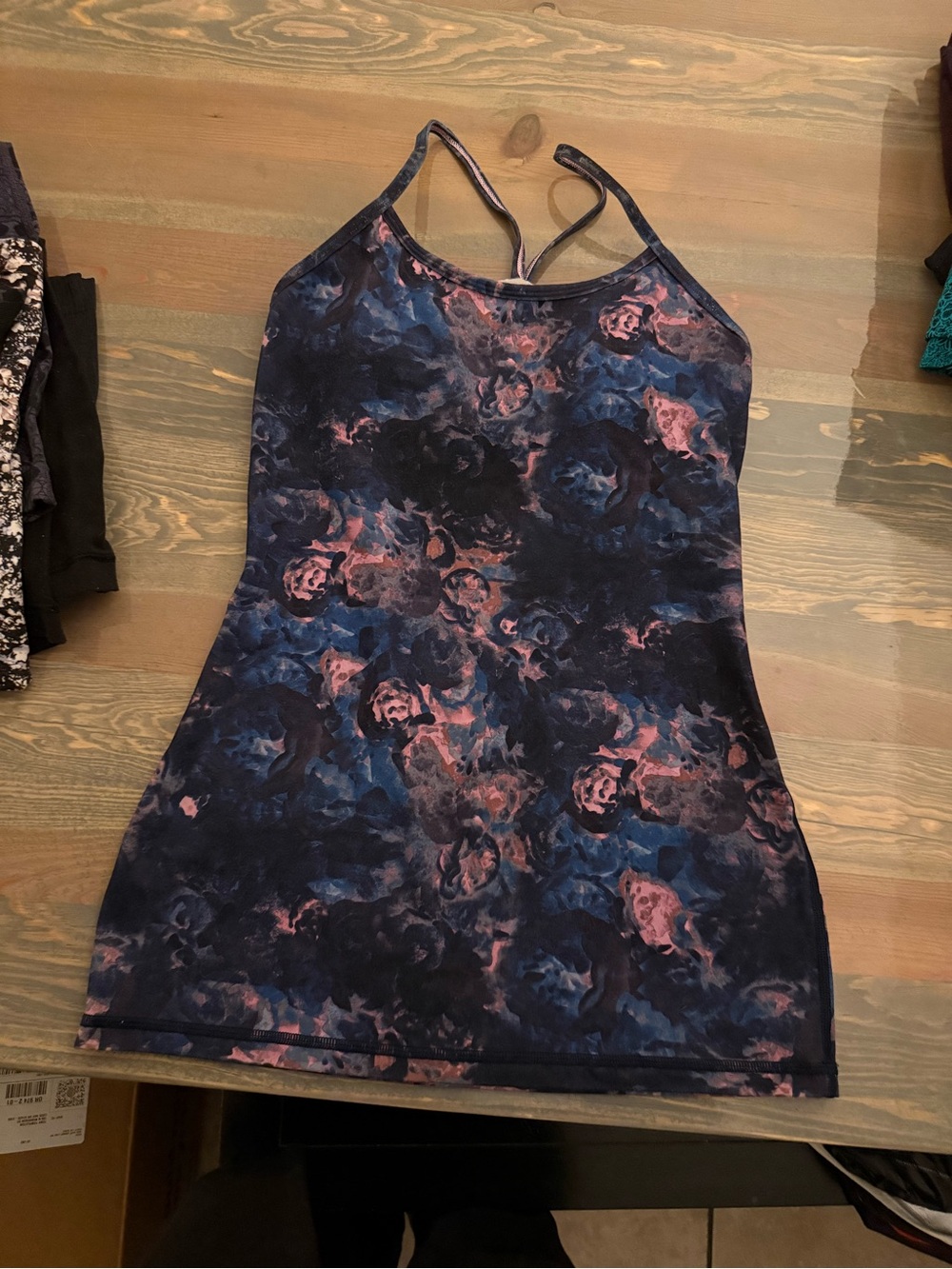 Lululemon Y tank Floral flower Print Strappy Tank Top - blue/Pink/purple
